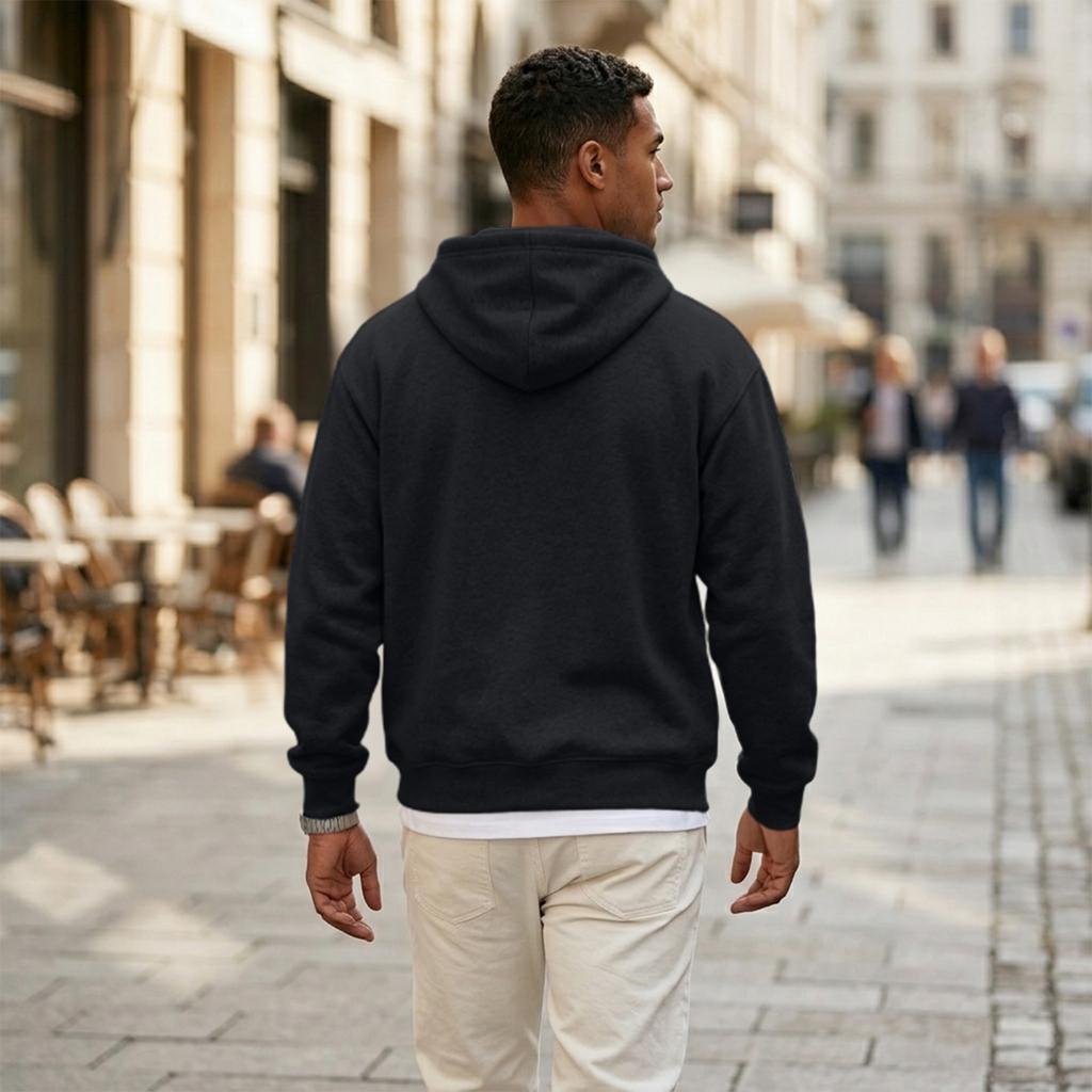 Men's Casual Hoodie Sweatshirt with Zip Collar, Multi-Pocket, Long Sleeve