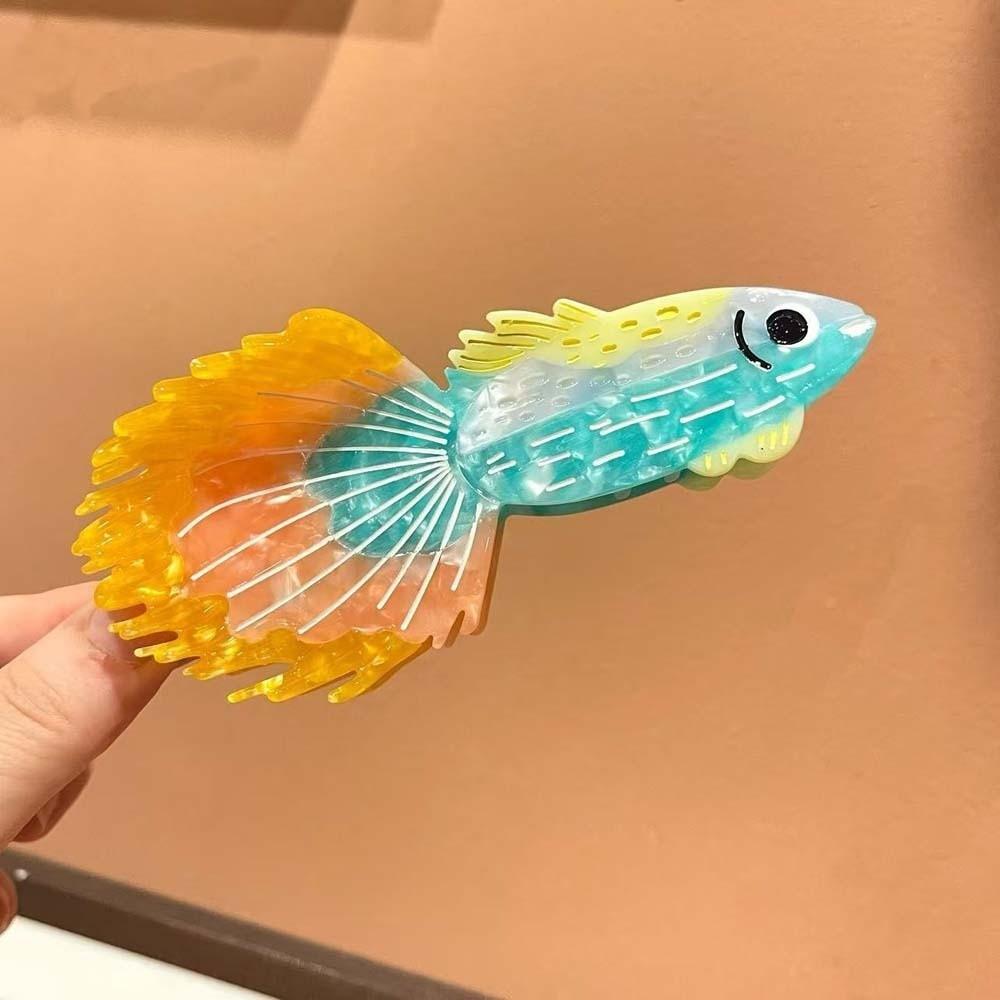 Korean Style Guppy Hair Claw Acrylic Acetic Acid Hair Claw Silver Arowana Shark Clip Headwear