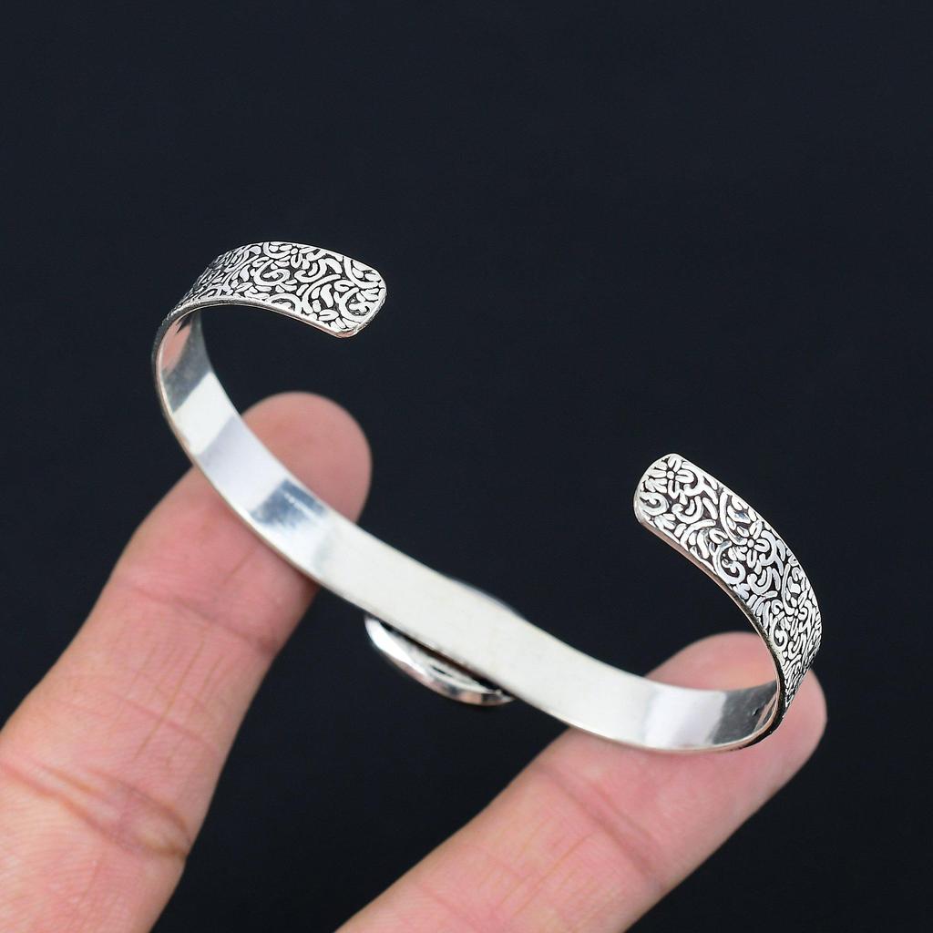 Daughters Day Sale Radiant Pink Opal Stone 925 Sterling Silver Bangle Bracelet