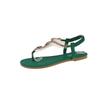 Flat bottom large size sandals women's summer new fashion rhinestone flower toe elastic casual sandals