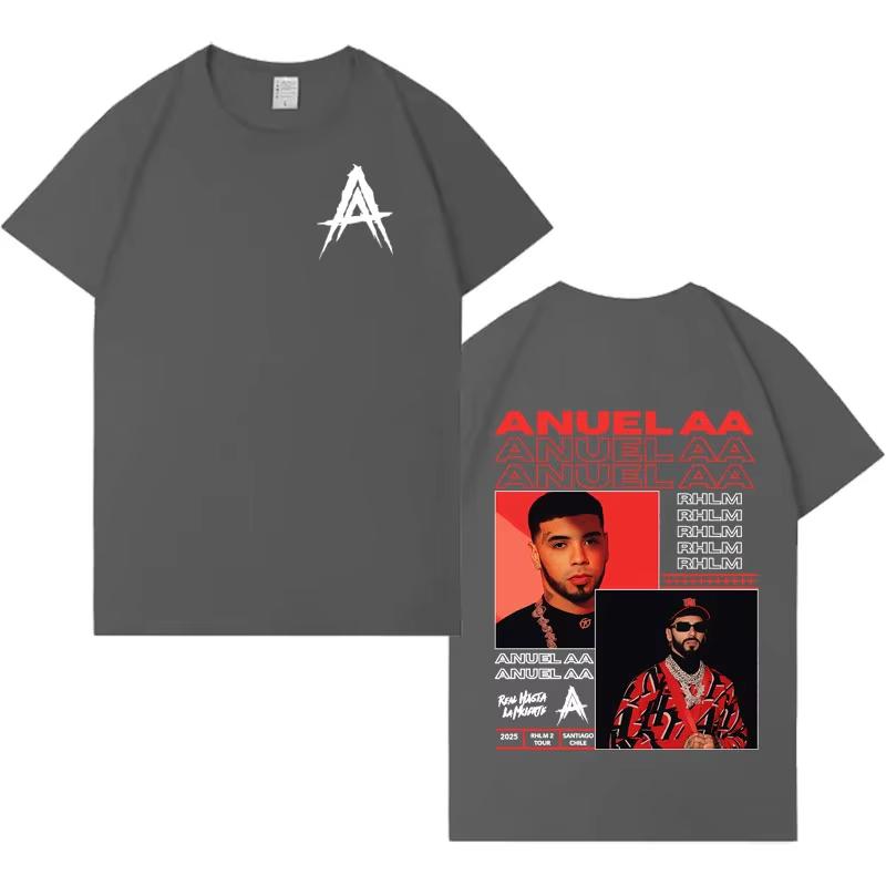 Rapper Anuel AA Album Tour T Shirts 2026 Spring Summer New Mens Fashion Tide Harajuku Casual Y2K Short Sleeve Top