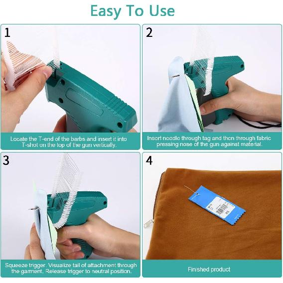 Price Tagging Gun for Clothing,(Not Stitch Gun) Standard Retail Price Tag Attacher Gun for Clothes with 6 Needles & 1000pcs 2" Barbs Fasteners for