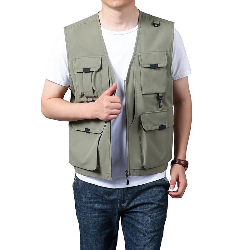 

Жилет без рукавов, мужской, на все времена года, для отдыха на открытом воздухе, свободный, большого размера, европейский и американский спортивный жилет с несколькими сумками 6XL хаки