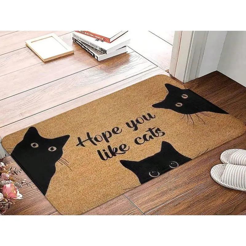 Lovely Cat Patterned Mat Cartoon Living Room Floor Decoration Carpet Non-slip Easy Clean Area Rug Home Office Washable Doormats