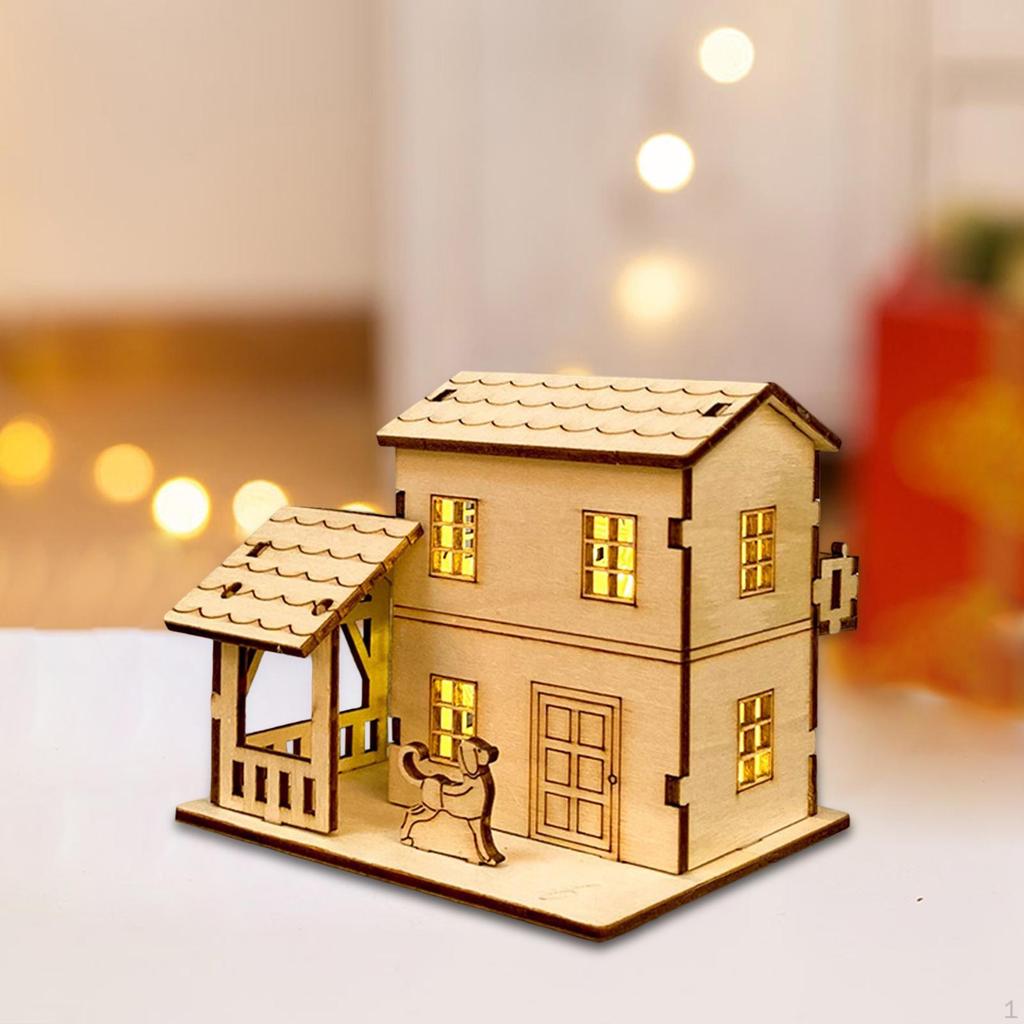 Unfinished Wood House Living Room Sculpture Festival Village Christmas Scene