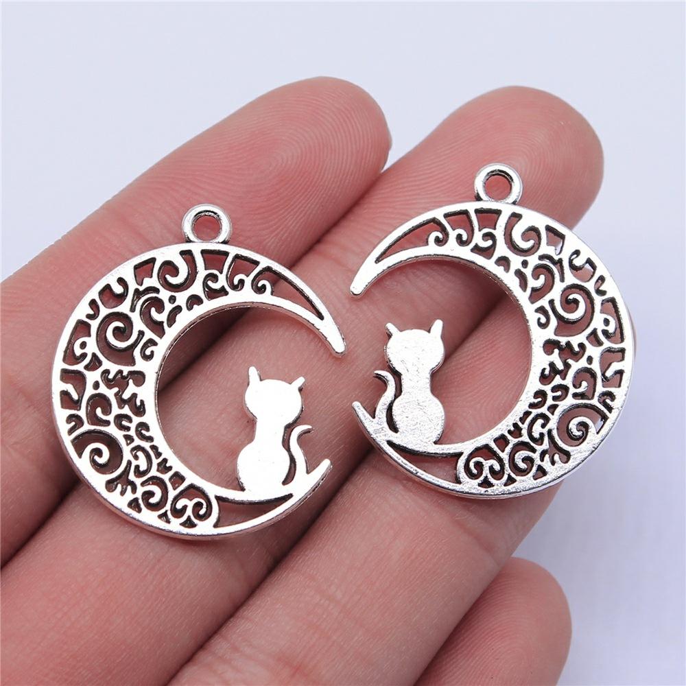 10pcs Charms Cat Antique Silver Color Cute Cat Pendant Charms Kawaii Cat Charms For Jewelry Making