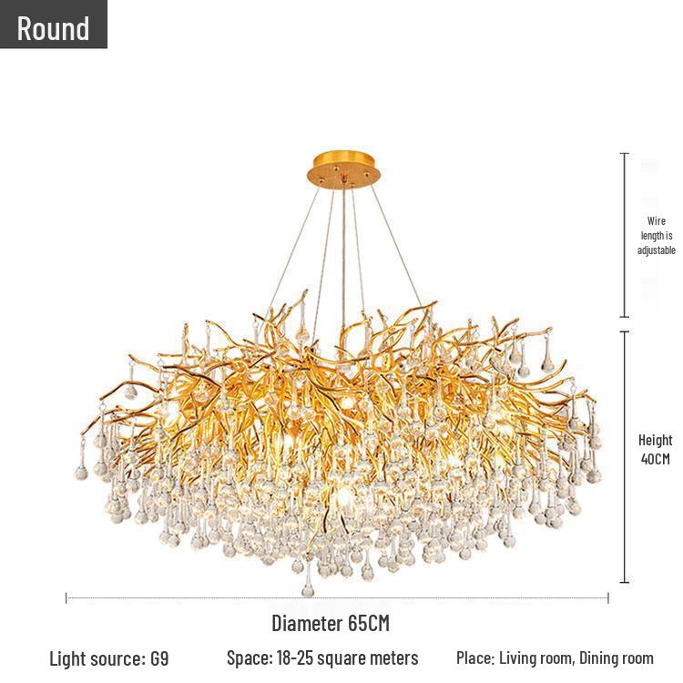 Elegant French Luxury Crystal Chandelier with Water Drop Design for Dining Rooms and Villas