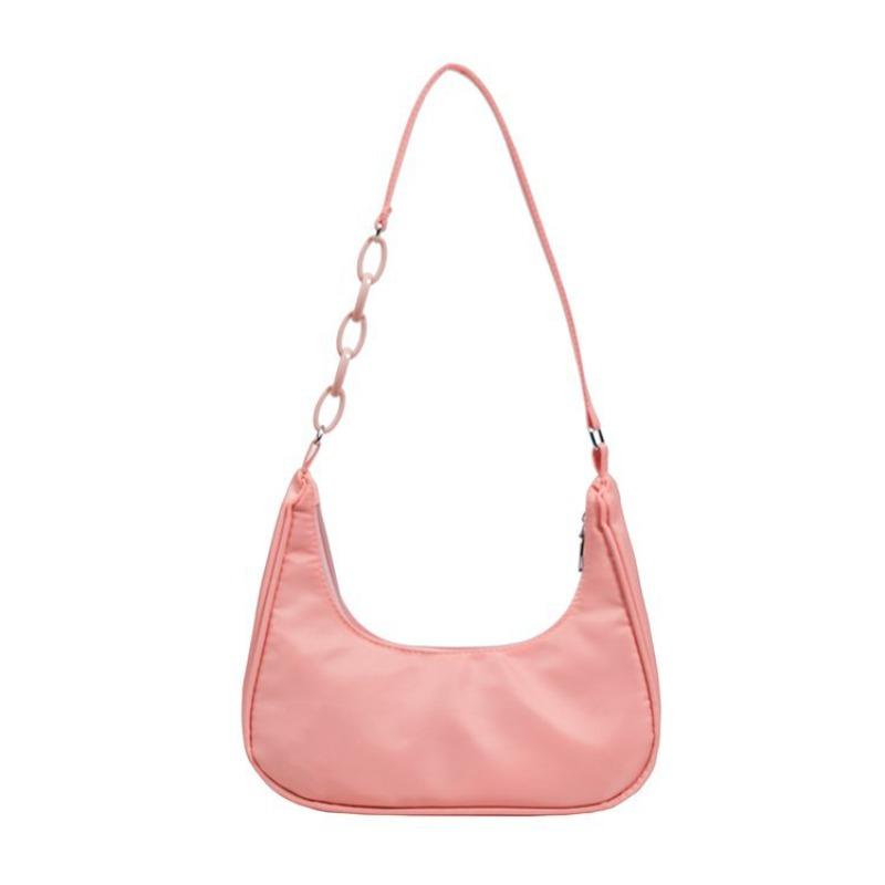 

Нейлоновая сумка подмышку акриловая нишевая сумка женская новая модная сумочка повседневная сумка через плечо Width 26 Height 20 Bottom thickness 7cm розовый