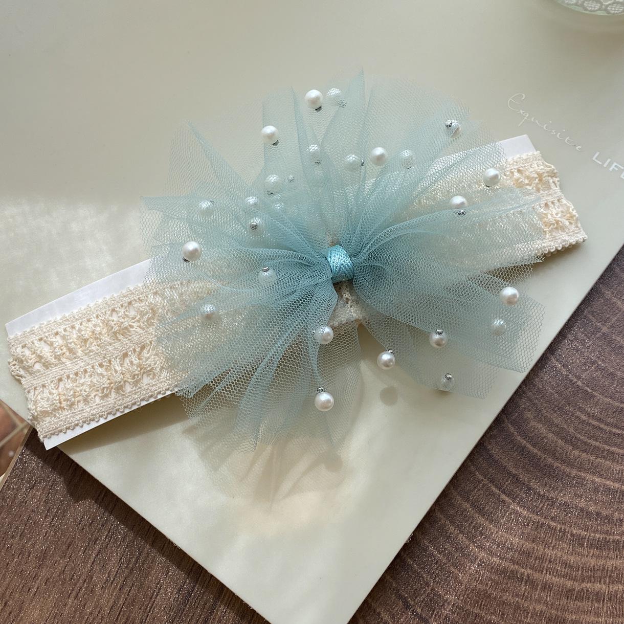 Pearl Bow Mesh Baby Headband - Princess Birthday Accessory