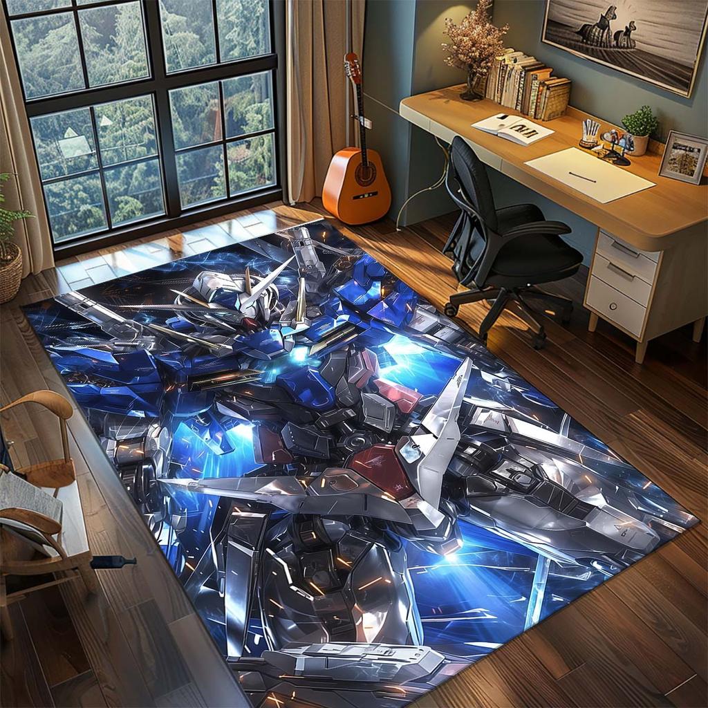 Gundam Anime Mecha Robot Rug Carpet Large Area Rug Non Slip Washable Floor Mat Gamer Room Bedroom Home Decor