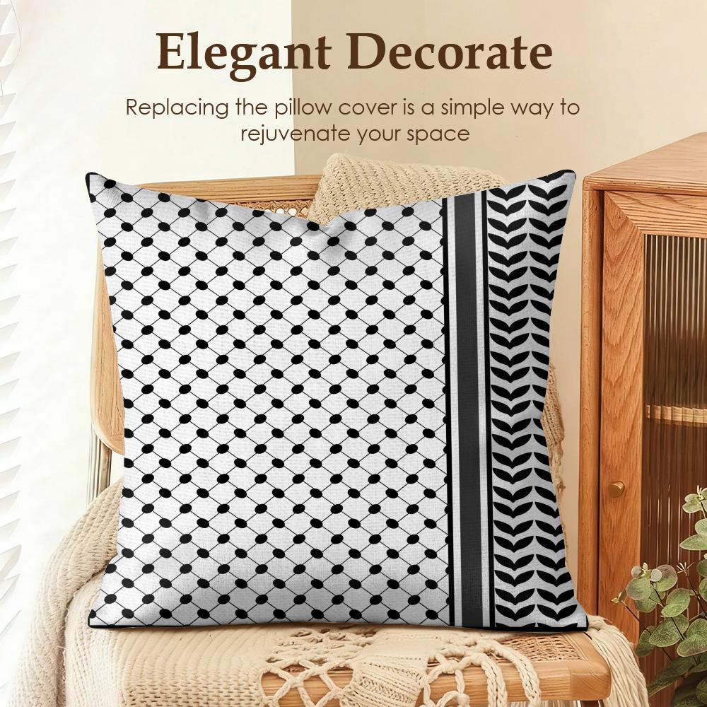 Arabic Keffiyeh Traditional Cushion Cover Natural Linen Organic Fabric Double-Sided Printing Sofa Home Decor Gift Pillow Case