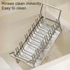 Kitchen Sink Caddy Stainless Steel Sponge And Brush Holder with Adjustable Divider Auto Drain Tray Countertop Organizer for Utensils Dish Soap Bottle