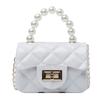 Grid Pearl Rhombus Chain Handbag With Hardware Buckle Single Shoulder Jelly Bag