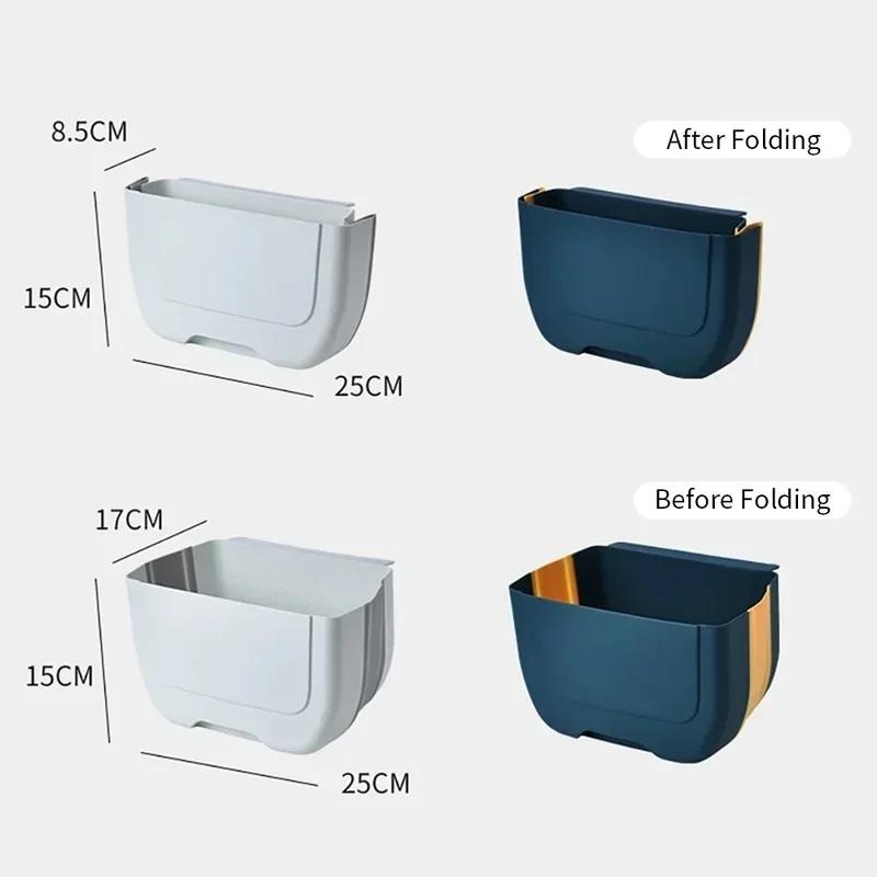 Kitchen Wall-mounted Foldable Trash Can Household Plastic Hanging Debris Storage Barrel Multi-function Cabinet Door Hanging Type