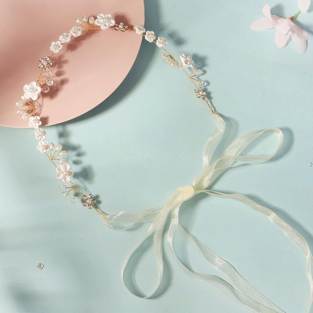 Lawn Wedding Round Garland Headband Luxurious Flash Pearls Hair Accessories for Women Hairstyle Making Tool