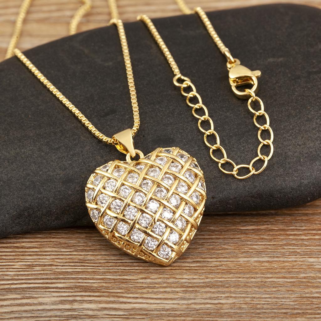 Nidin Classic New Design 3 Styles Heart Shape Charm Pendant Necklace For Female Male Light Luxury Copper Neck Jewelry Chic Gifts
