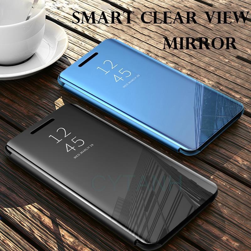 Mirror Clear View Stand Flip Case For Samsung Galaxy A05 A15 A25 A35 A55 A14 A34 A54 A23 A33 A53 A73 4G 5G Phone Cover
