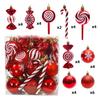 M-Modern-36Pcs Christmas Ball Christmas Tree Hanging Pendants Printed Shaped Pendant Christmas Spheres