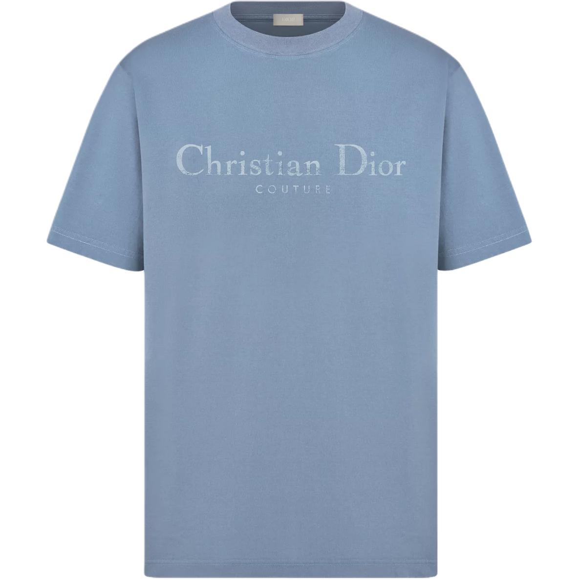 DIOR T-Shirts Men`s Blue Crew Neck