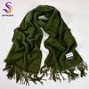 [BYSIFA] New Winter Ladies Army Green Pashmina Scarves Shawls Fashion Trendy Tassel Women Luxury Cashmere Pashmina Scarves Wraps