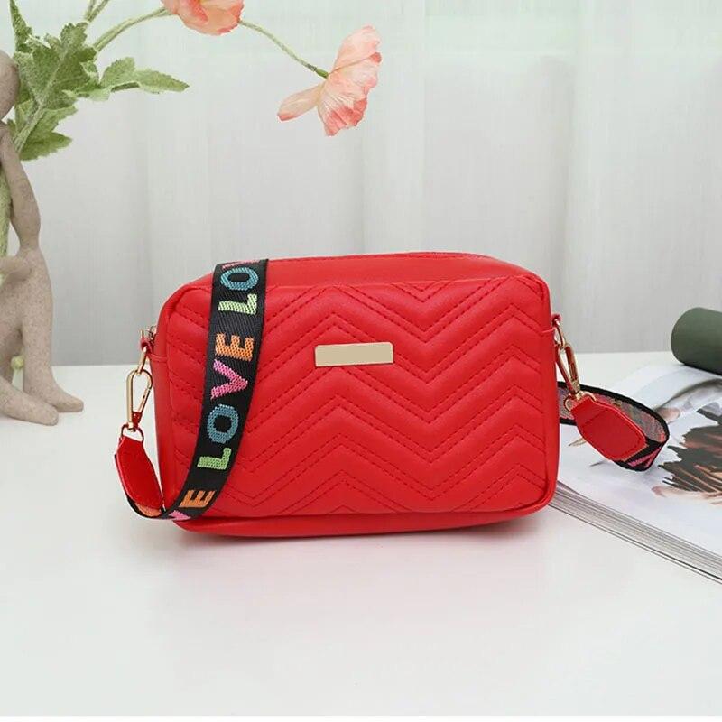 Rilibegan Embroidered Camera Bag Material Casual Small Square Bag Versatile Single Shoulder Bag Printed Shoulder Strap