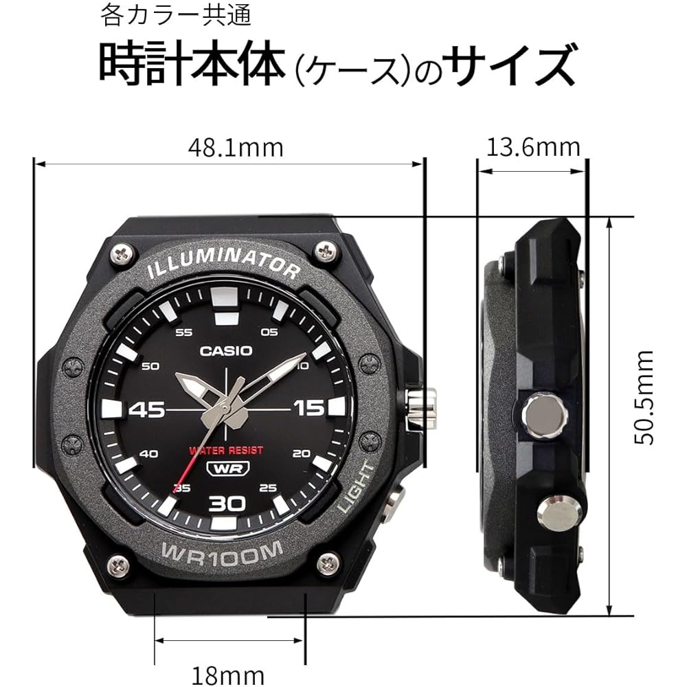 Casio Standard Analog Quartz Watch MW-620H-1AV Men's Black with LED Light