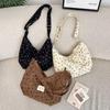 INS Style Bow Decoration Canvas Crossbody Bag Spring Casual Shoulder Bag Portable Fashion Handbag for Women Daily Use