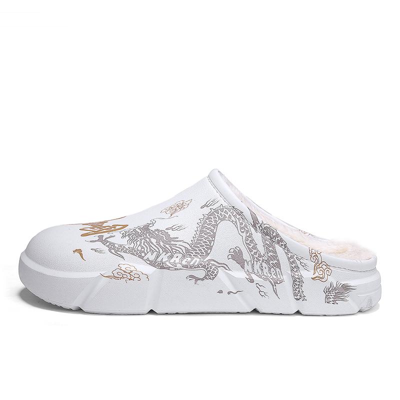 

Зимняя обувь для мужчин, домашние тапочки из хлопка, мягкие, удобные, водонепроницаемые, с круглым носком, без застежек, бархатные, сохраняющие тепло, универсальные 44-45 белый