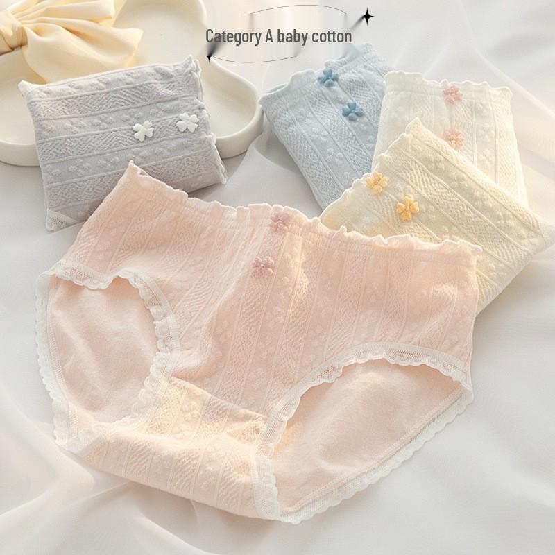 Ladies' Breathable Cartoon Cotton Underwear - Comfortable Antibacterial Waistband Triangle Pants