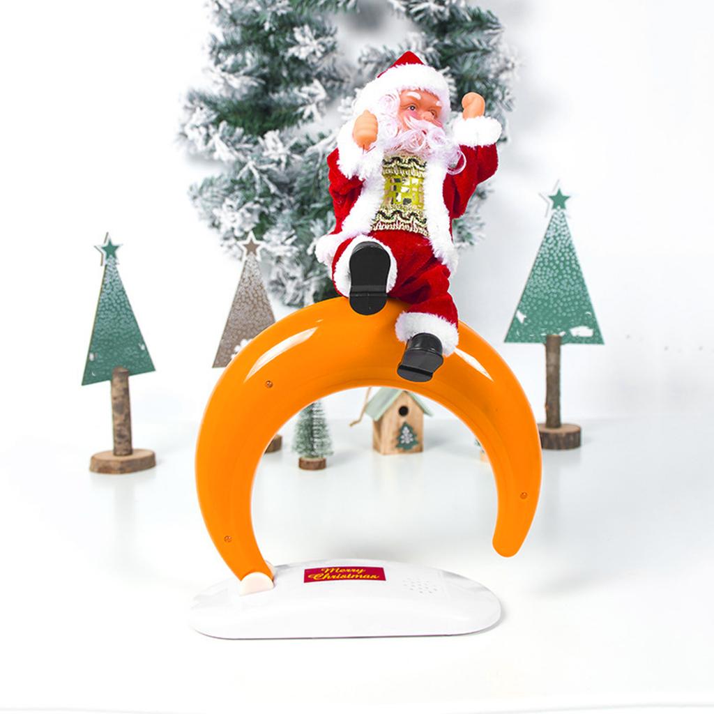 Christmas Santa Doll Electric Dancing Xmas Claus Table Ornaments Decor with Moon Base for