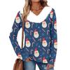 Women's Fashion Long Sleeve Christmas V-Neck Printed Party Furry Top