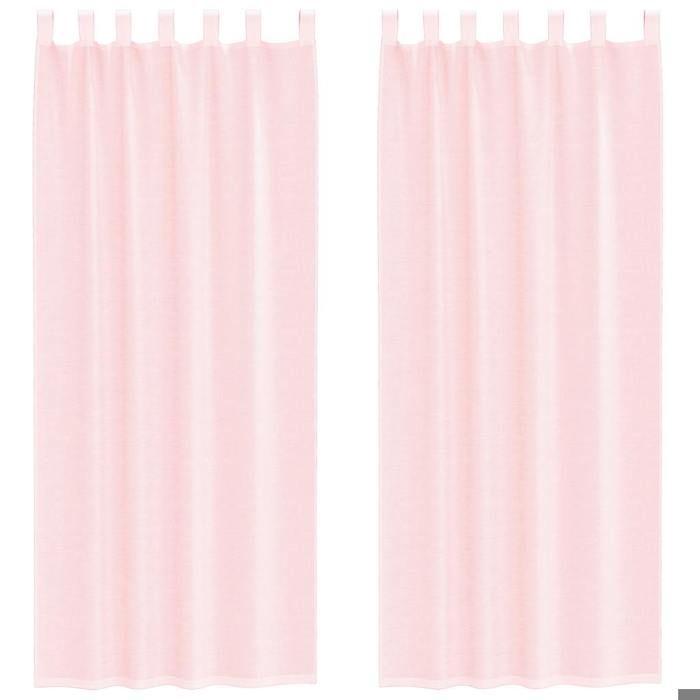 VidaXL Rideaux en voile avec boucles 2 pcs rose clair 140x260 cm, rideau en filet, rideau transparent, voile de fenêtre, 4102280