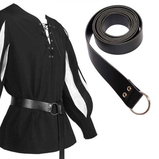 Retro Medieval Belt Renaissance O-shaped Ring Imitation Leather Fighting Knight Belt Unisex Waistband Clothes Accessories
