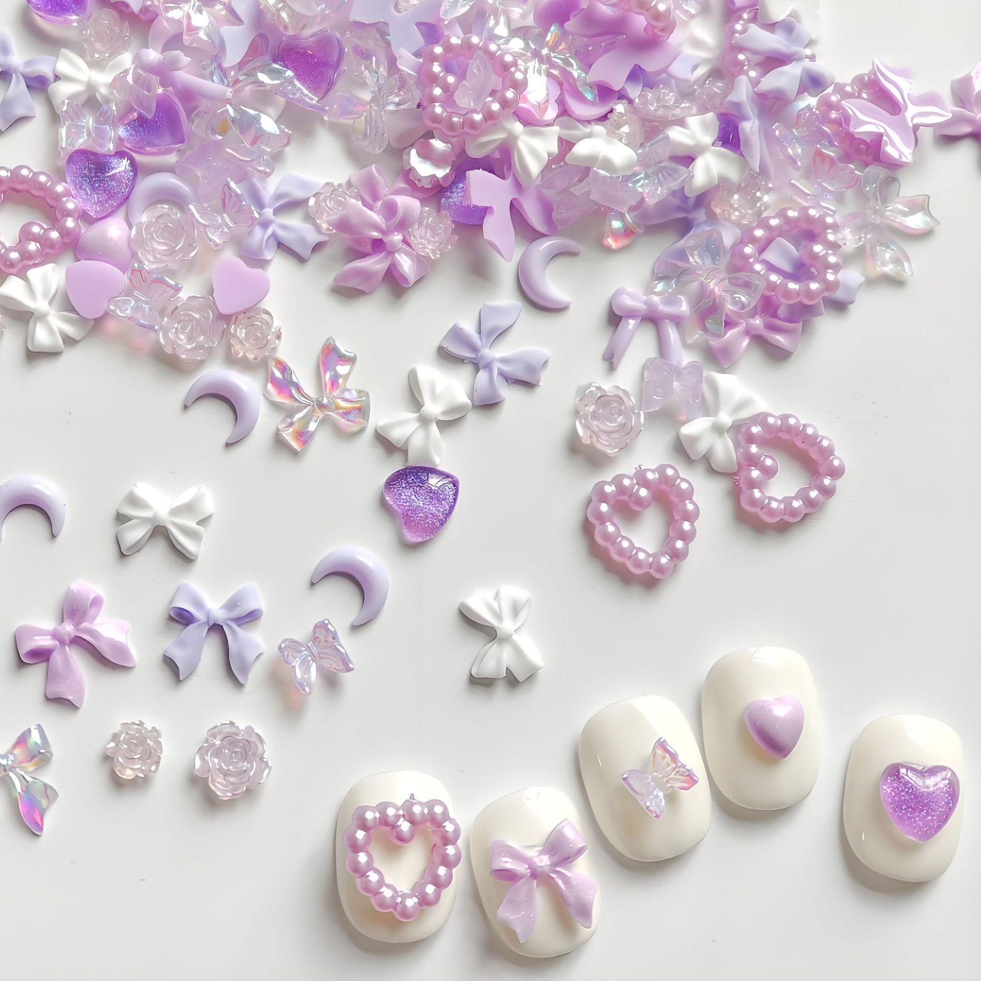 Праздничный красный и черный цветочный жемчужный бант набор для нейл-арта