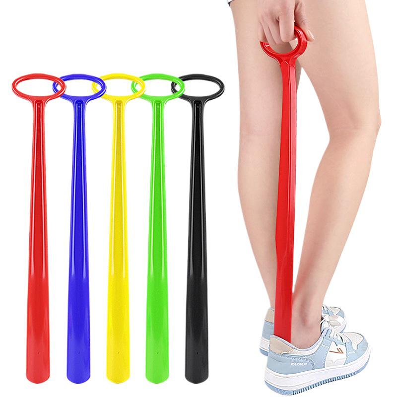 Extended Plastic Shoehorn with Large Hole - Easy Use for Pregnant Women, Elderly, and Those Needing Assistance
