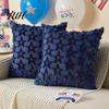 Cozy Sofa Pillow Covers Plush Throw Cover, Heart Embroidery Cushion Case with 3D Bowknot Jacquard, Romantic Room Decor Soft Fluffy Decorative