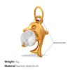 Fashion Versatile Diy Marine Life Dolphin Shark Pendant, Stainless Steel Gold-Plated Zircon Accessories
