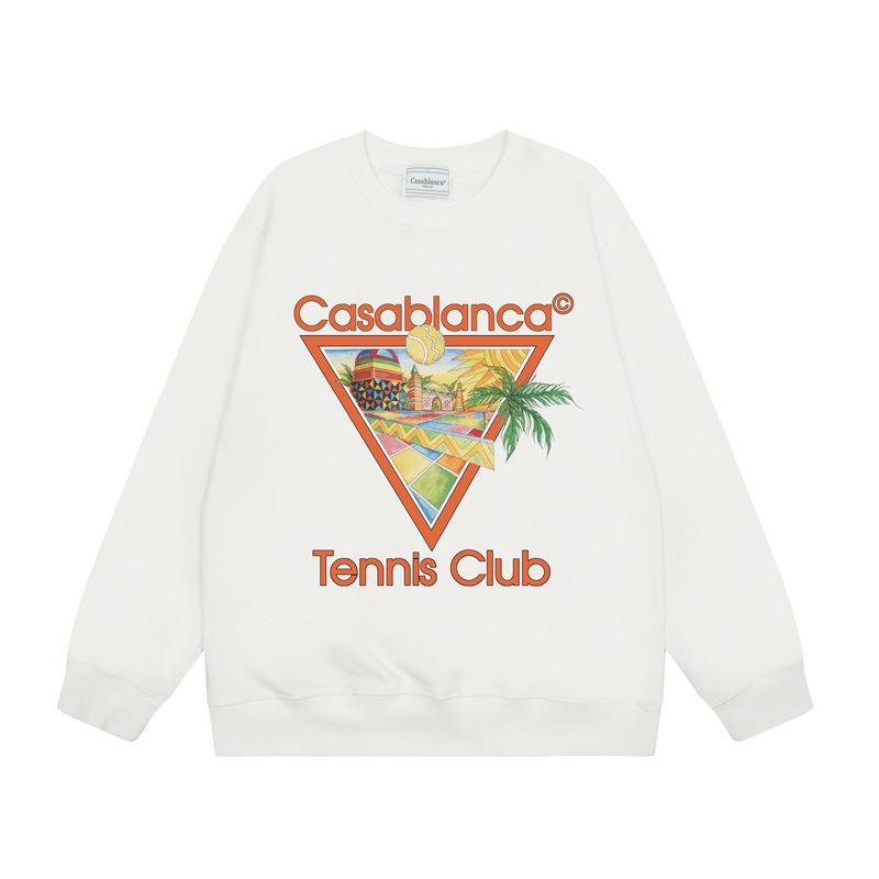 American Trendy Brand Casablanca Crew Neck Sweater Hoodie Men's Couple Ins Autumn and Winter Thickened Long-sleeved Women's T