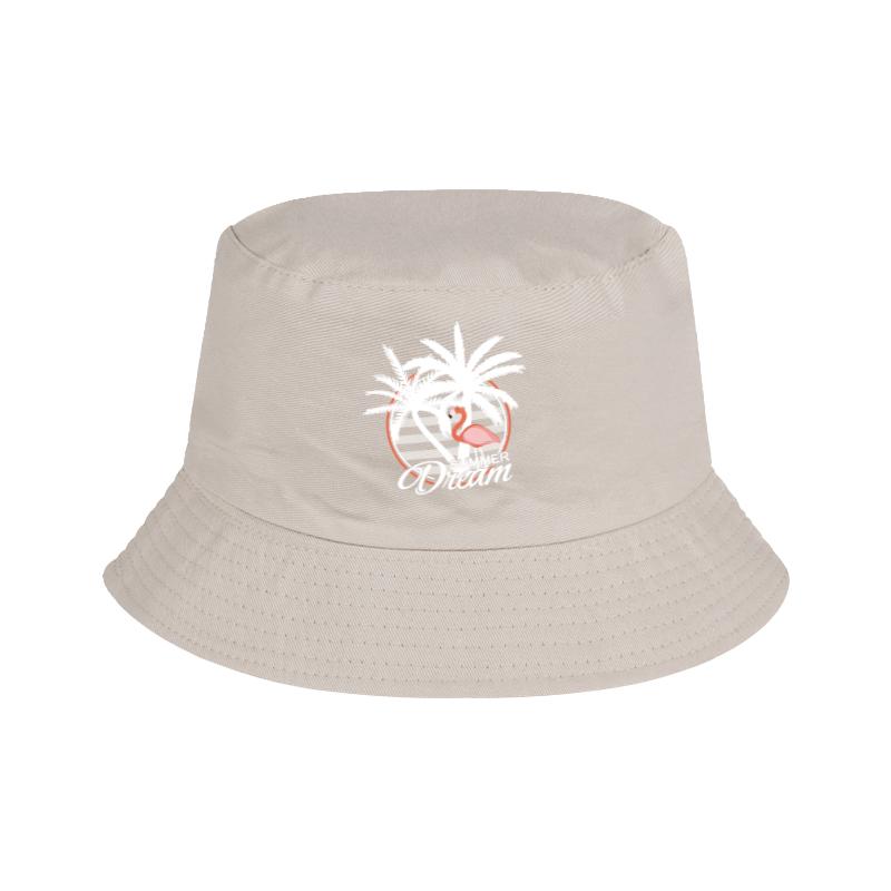 Summer Dream Flamingo Palm Tree Printed Bucket Hat Casual Vacation Style Hat For Beach Lovers
