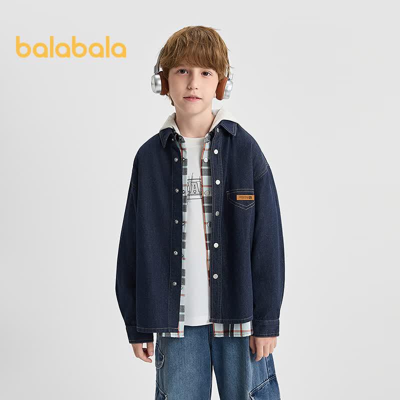 Balabala Kids' Long-Sleeve Denim Shirt