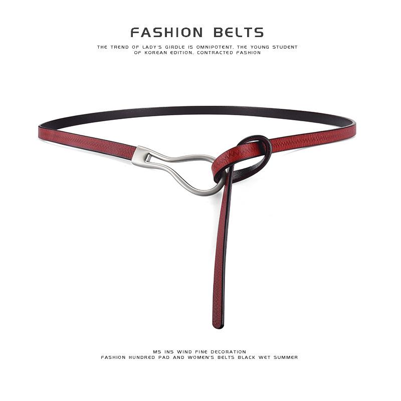 

Mei Mary European and american fashion belt, women s korean style genuine leather knotted belt, cowhide leather belt, holeless belt красный