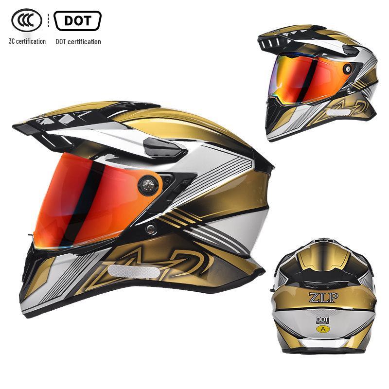 A-Class Unisex Motorcycle Helmet: Double Visor Full Face for Touring & Off-Road Use