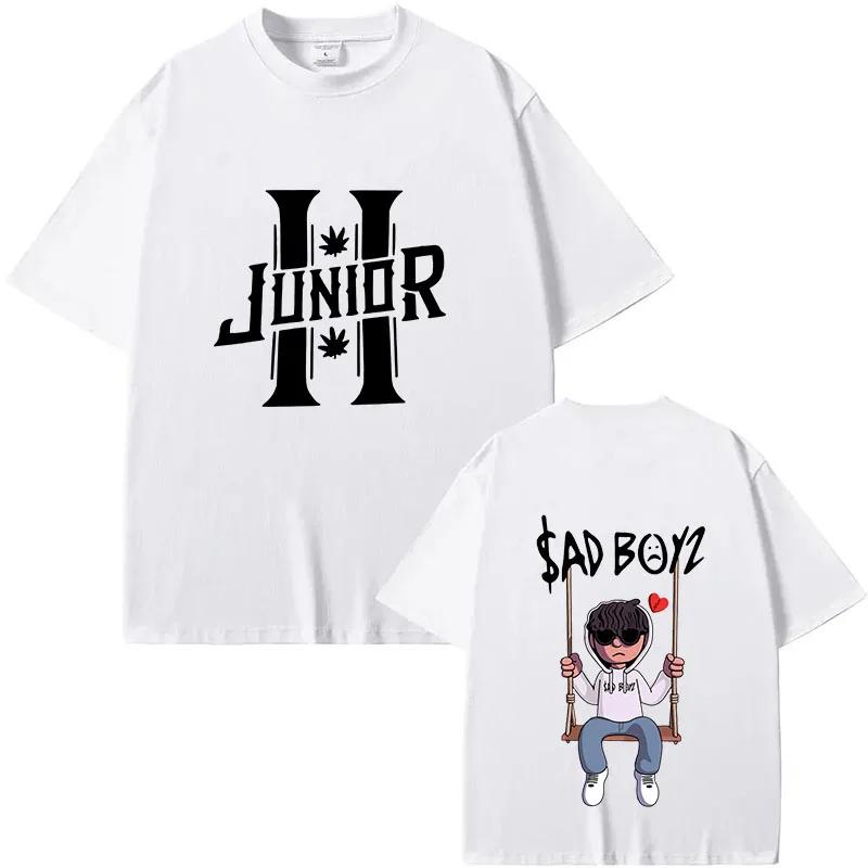 Tricouri Junior H Sad Boyz Unisex Harajuku cu Gât Rotund și Mânecă Scurtă Cadou pentru Fani Tricouri Casual pentru Bărbați Bumbac Top de Vară