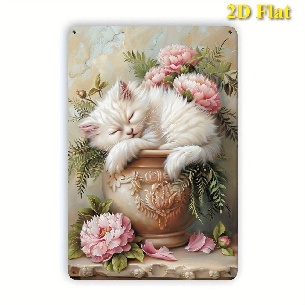 Vintage Metal Flower Wall Art Poster, 20x30cm Decorative Home Garden Sign