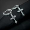 Boucles d'oreilles pendantes en forme de croix Z en argent coréen pour femmes hommes Punk Hip Hop Pendentif Cristal Bijoux de Fête Cadeaux
