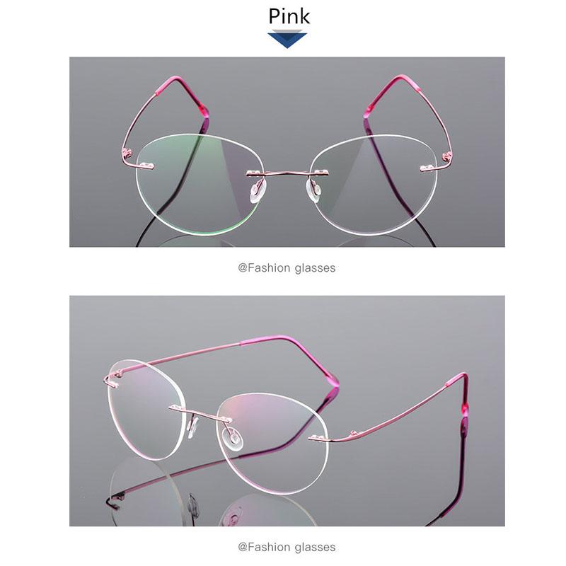 Titanium Alloy Framless Oval Myopia Glasses Finished Women Men Ultra-Light Rimless Prescription Eyeglasses 0 -0.5 -0.75 To -6.0
