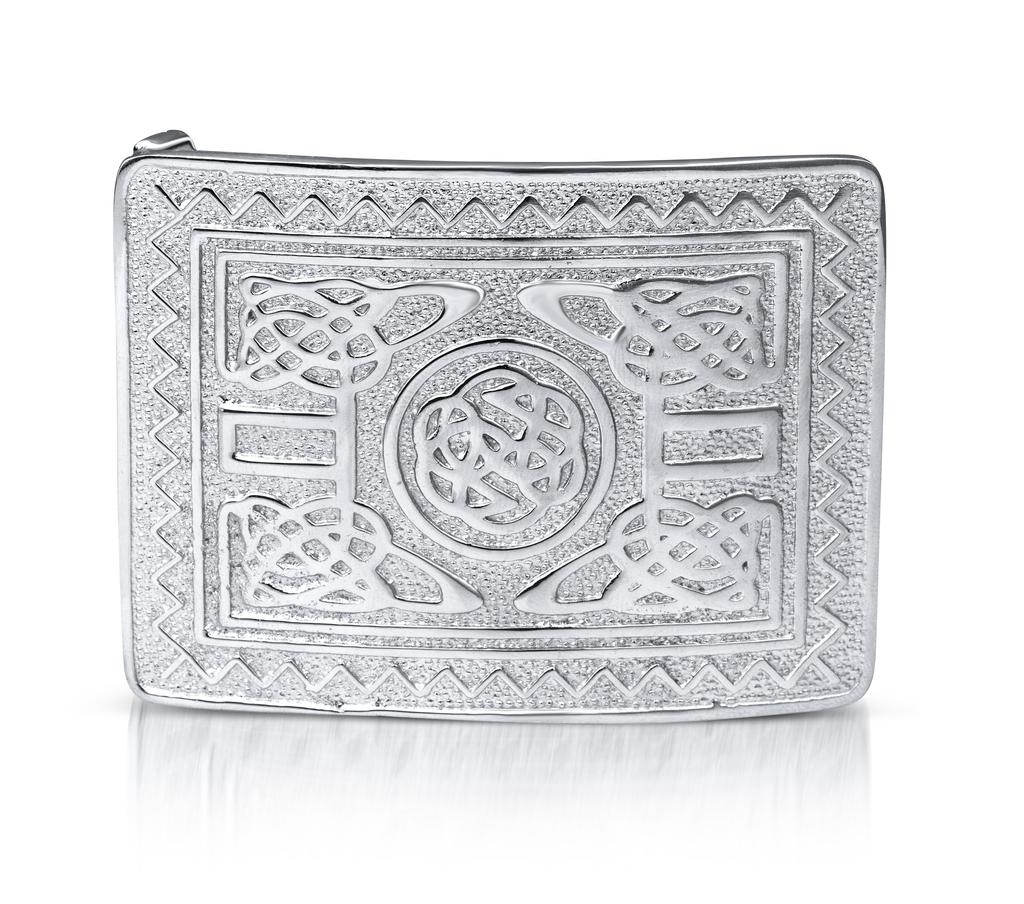 Scottish Kilt Belt Buckle Brass Mirror Shine Celtic Antique Design Sporran