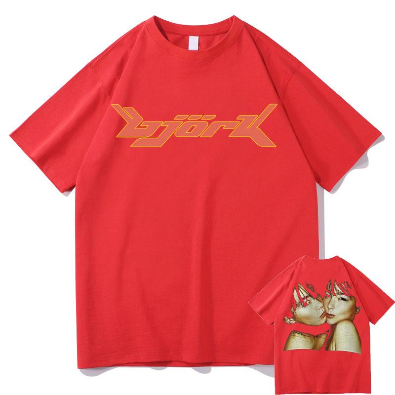 1990 Bjork Heavy Concert Vintage Tshirt Hip Hop Music Album Double Sided Print Oversized Tshirt Men Women Fashion Casual Tees