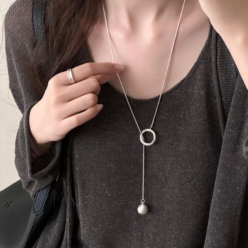 Fashion Light Luxury Round Pendant Necklaces for Women Girls New Gentle Long Adjustable Collarbone Necklaces Jewelry Accessories