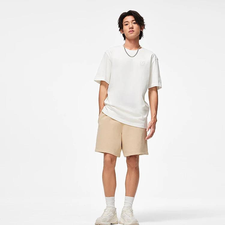 Li-Ning Letter Round Neck Pullover Short Sleeve Regular T-Shirt Men Tops White AHST205-1